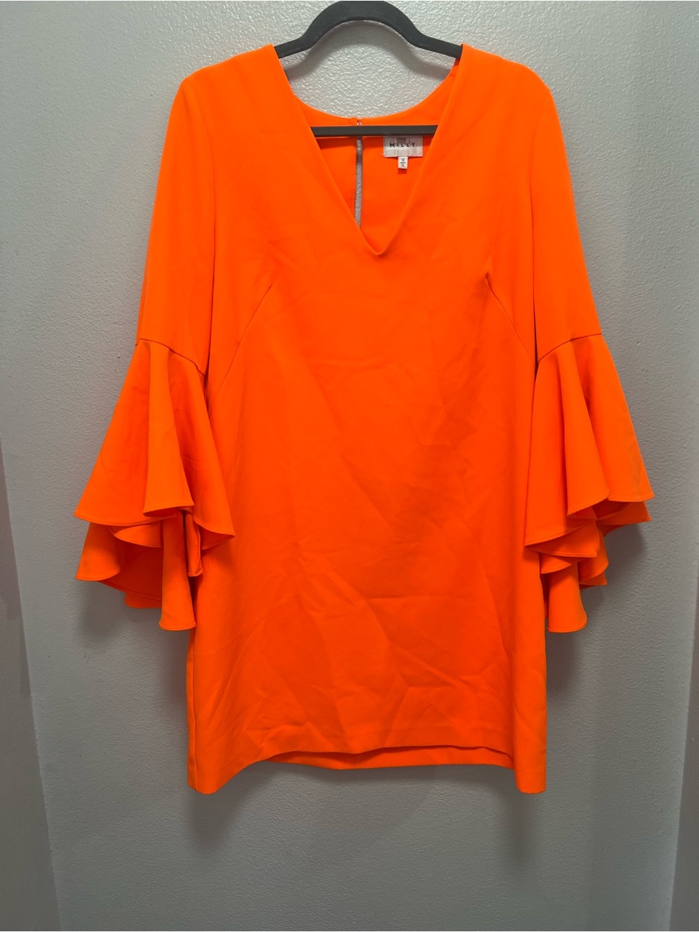 Milly Bright Orange Ruffle-Sleeve Dress